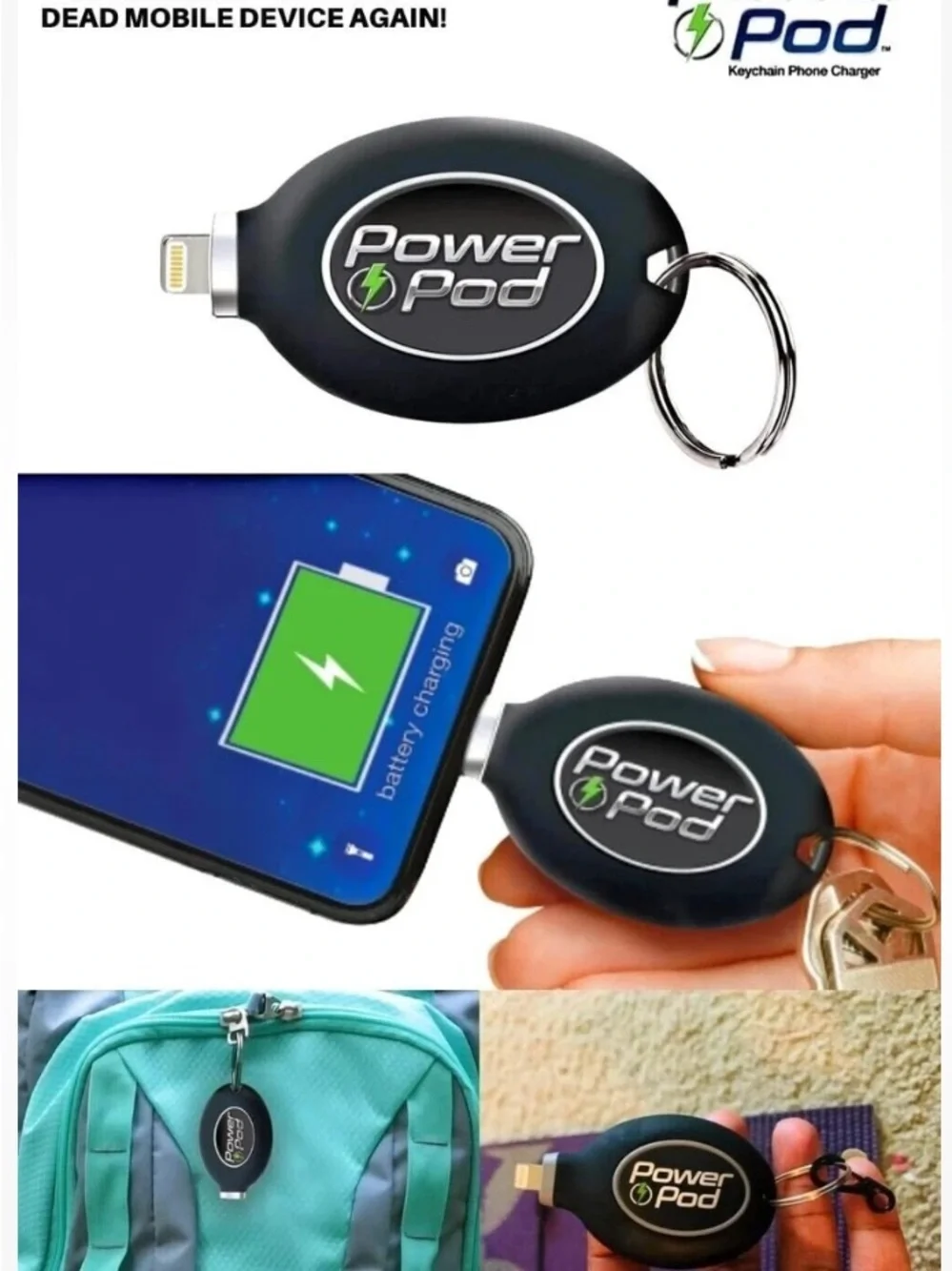 Brand New Power Pod Portable Phone Charger Android USB-C Emergency Phone Charger
